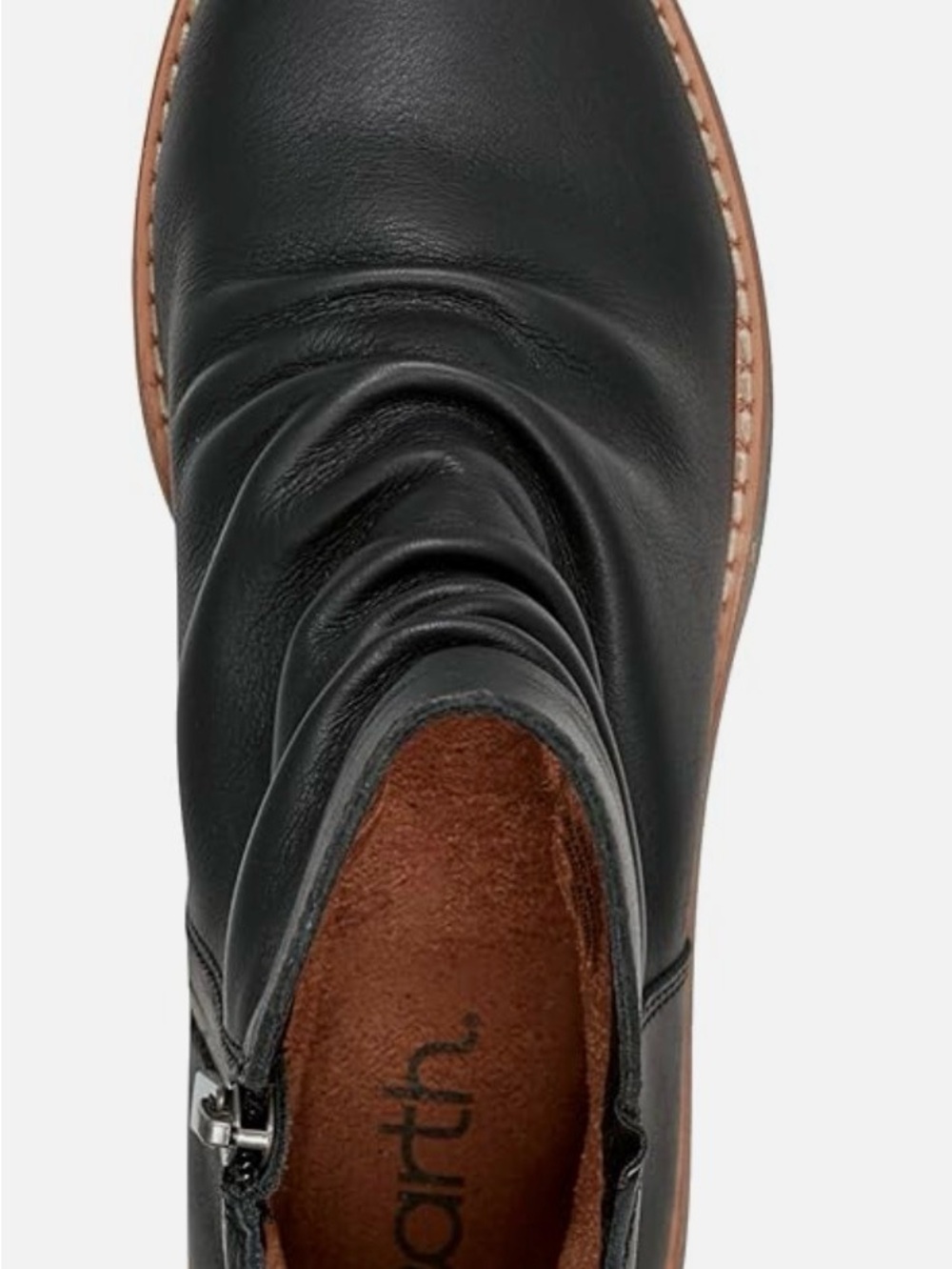 Earth Black Leather Waterproof Ankle Booties